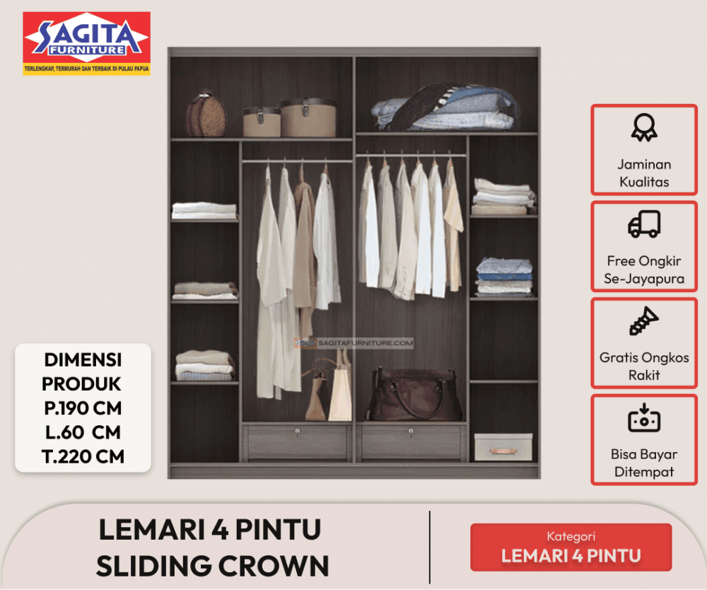 WEB LEMARI 4 Pintu SLIDING CROWN