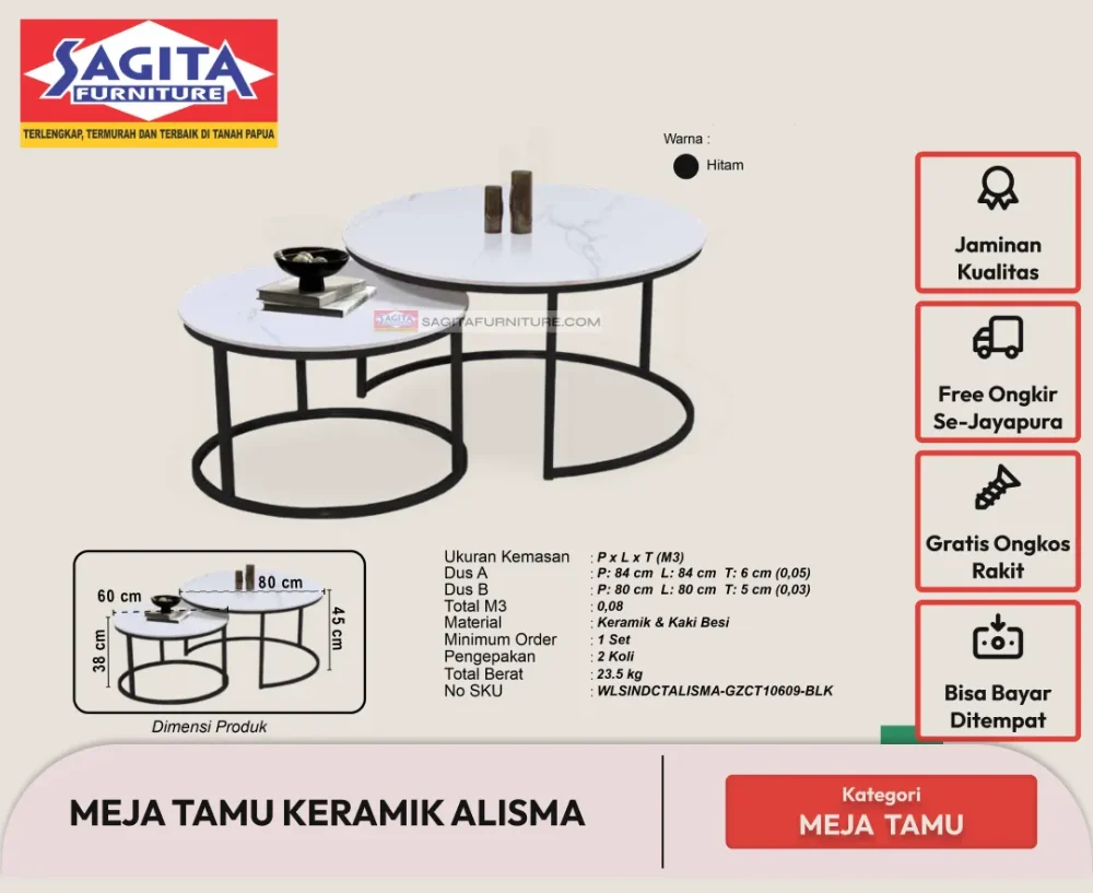 Webp meja tamu keramik alisma hitam wls