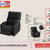 Webp sofa 1s expresso recliner black wls