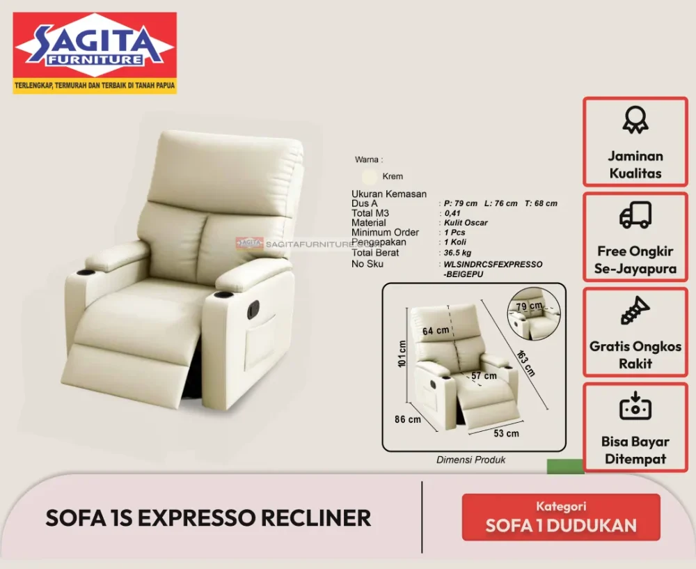 Webp sofa 1s expresso recliner wls